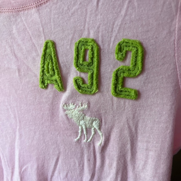 Y2K Abercrombie Pink and Green Fitted Tee 6th Div Vintage Stitched Varsity - Picture 2 of 5